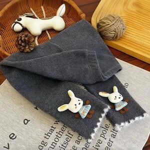 Toddler Lined Fleece Leggings | Gray Bunny Appliqué | Warm Winter Pants | 3T